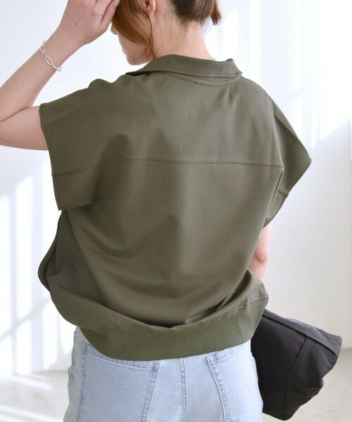 SHIPS / シップス Tシャツ | quaranciel:〈洗濯機可能〉ライト ポンチ ハーフジップ フレンチスリーブ TEE | 詳細26