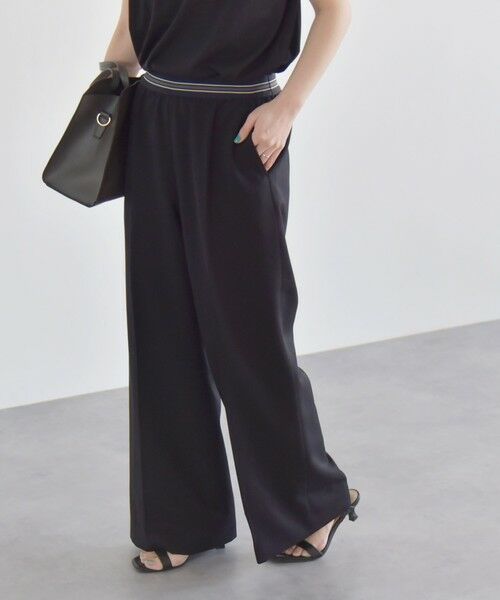 SHIPS for women/シップスウィメン quaranciel:〈手洗い可能〉ウエスト ライン イージー ワイド パンツ 2 ブラック 40 SHIPS for women/シップスウィメン quaranciel:〈手洗い可能〉ウエスト ライン イージー ワイド パンツ 2 ブラック 40