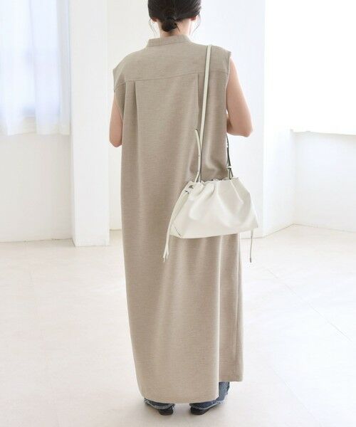 SHIPS / シップス ロング・マキシ丈ワンピース | quaranciel:〈洗濯機可能〉ウーステッド ノースリーブ バンドカラー シャツ ワンピース | 詳細11