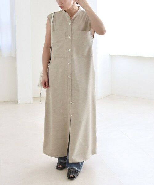 SHIPS for women/シップスウィメン 《予約》quaranciel:〈洗濯機可能〉ウーステッド ライク ノースリーブ シャツ ワンピース ベージュ ONE SIZE SHIPS for women/シップスウィメン 《予約》quaranciel:〈洗濯機可能〉ウーステッド ライク ノースリーブ シャツ ワンピース ベージュ ONE SIZE