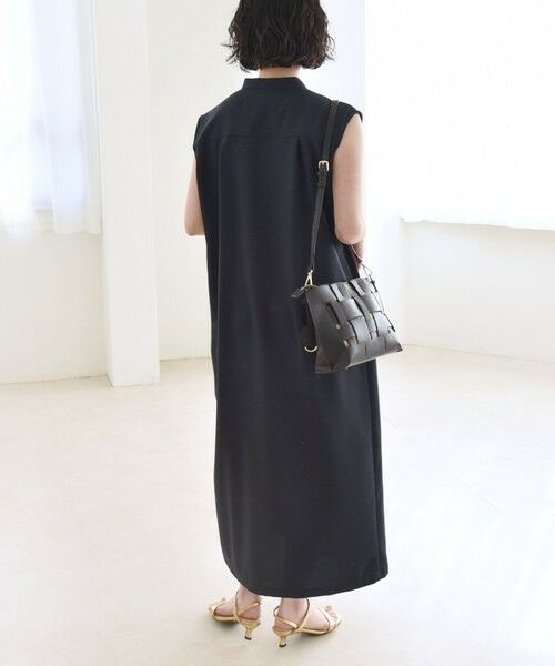 SHIPS / シップス ロング・マキシ丈ワンピース | quaranciel:〈洗濯機可能〉ウーステッド ノースリーブ バンドカラー シャツ ワンピース | 詳細30