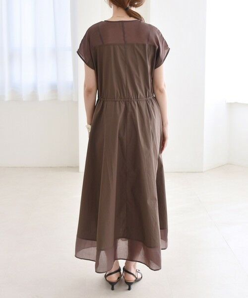 SHIPS / シップス ロング・マキシ丈ワンピース | quaranciel :〈洗濯機可能〉シアー ドッキング Vネック フレンチスリーブ ワンピース | 詳細14