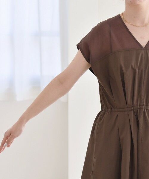 SHIPS / シップス ロング・マキシ丈ワンピース | quaranciel :〈洗濯機可能〉シアー ドッキング Vネック フレンチスリーブ ワンピース | 詳細15