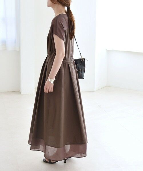 SHIPS / シップス ロング・マキシ丈ワンピース | quaranciel :〈洗濯機可能〉シアー ドッキング Vネック フレンチスリーブ ワンピース | 詳細5