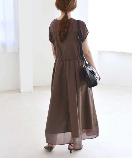 SHIPS / シップス ロング・マキシ丈ワンピース | quaranciel :〈洗濯機可能〉シアー ドッキング Vネック フレンチスリーブ ワンピース | 詳細6