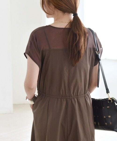 SHIPS / シップス ロング・マキシ丈ワンピース | quaranciel :〈洗濯機可能〉シアー ドッキング Vネック フレンチスリーブ ワンピース | 詳細9