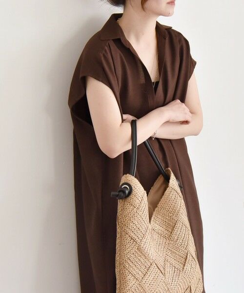 SHIPS / シップス ロング・マキシ丈ワンピース | quaranciel:〈洗濯機可能〉リネン ライク スキッパー シャツ ワンピース＆パンツ セットアップ | 詳細12