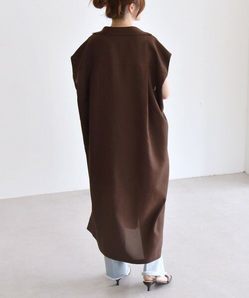 SHIPS / シップス ロング・マキシ丈ワンピース | quaranciel:〈洗濯機可能〉リネン ライク スキッパー シャツ ワンピース＆パンツ セットアップ | 詳細14