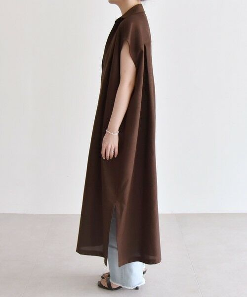 SHIPS / シップス ロング・マキシ丈ワンピース | quaranciel:〈洗濯機可能〉リネン ライク スキッパー シャツ ワンピース＆パンツ セットアップ | 詳細20