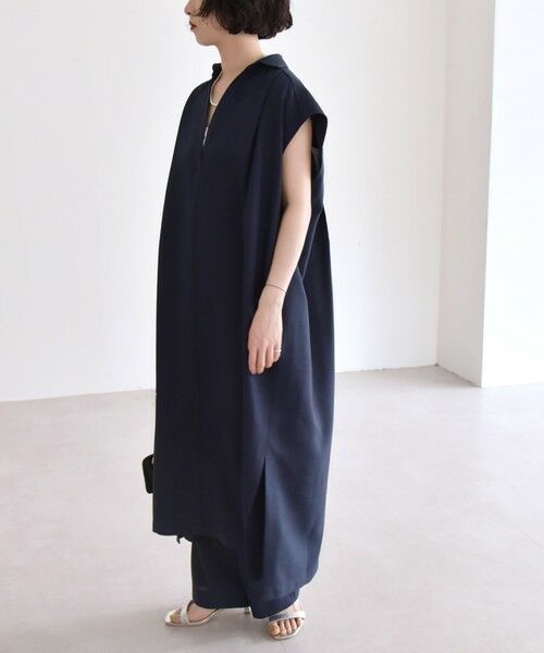 SHIPS / シップス ロング・マキシ丈ワンピース | quaranciel:〈洗濯機可能〉リネン ライク スキッパー シャツ ワンピース＆パンツ セットアップ | 詳細24