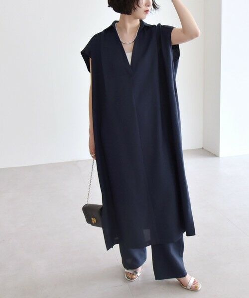 SHIPS for women/シップスウィメン 《予約》quaranciel:〈洗濯機可能〉リネン ライク スキッパー シャツ ワンピース&パンツ セットアップ ネイビー ONE SIZE SHIPS for women/シップスウィメン 《予約》quaranciel:〈洗濯機可能〉リネン ライク スキッパー シャツ ワンピース&パンツ セットアップ ネイビー ONE SIZE