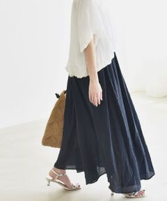 SHIPS / シップス ロング・マキシ丈ワンピース | quaranciel:〈洗濯機可能〉シアー ストライプ ギャザーフレア スカート & ブラウス セット