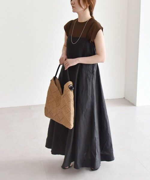 SHIPS for women/シップスウィメン quaranciel:〈洗濯機可能〉フラックス リネン キャミソール ワンピース ブラック ONE SIZE SHIPS for women/シップスウィメン quaranciel:〈洗濯機可能〉フラックス リネン キャミソール ワンピース ブラック ONE SIZE
