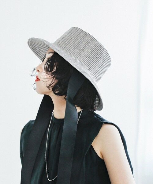 SHIPS for women/シップスウィメン quaranciel: リボン付き ペーパー ハット ライトグレー ONE SIZE SHIPS for women/シップスウィメン quaranciel: リボン付き ペーパー ハット ライトグレー ONE SIZE