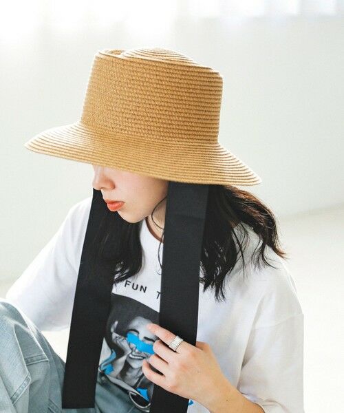 SHIPS for women/シップスウィメン quaranciel: リボン付き ペーパー ハット ベージュ ONE SIZE SHIPS for women/シップスウィメン quaranciel: リボン付き ペーパー ハット ベージュ ONE SIZE