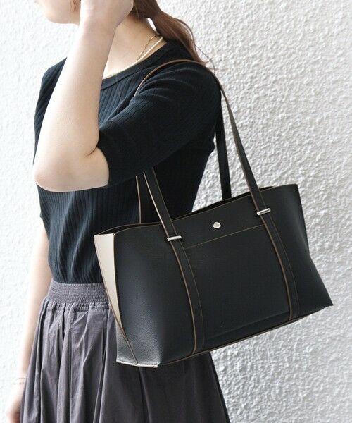 SHIPS for women/シップスウィメン SHIPS any: バイカラー スクエア ボストン バッグ ブラック ONE SIZE SHIPS for women/シップスウィメン SHIPS any: バイカラー スクエア ボストン バッグ ブラック ONE SIZE