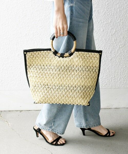 SHIPS / シップス トートバッグ | SHIPS any: マルチボーダー クロシェ ペーパー トート バッグ | 詳細2