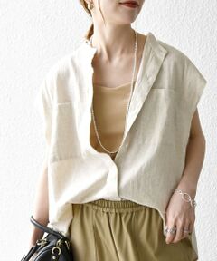 SHIPS / シップス シャツ・ブラウス | SHIPS any:〈洗濯機可能〉リネン コットン バンドカラー フレンチスリーブ ポケット シャツ