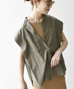 SHIPS / シップス シャツ・ブラウス | SHIPS any:〈洗濯機可能〉リネン コットン バンドカラー フレンチスリーブ ポケット シャツ