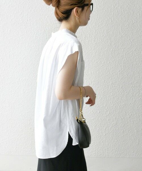 SHIPS / シップス シャツ・ブラウス | SHIPS any:〈洗濯機可能〉リネン コットン バンドカラー フレンチスリーブ ポケット シャツ | 詳細5