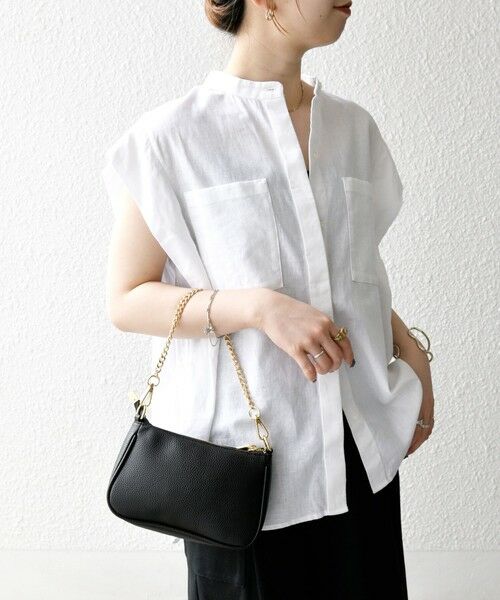 SHIPS / シップス シャツ・ブラウス | SHIPS any:〈洗濯機可能〉リネン コットン バンドカラー フレンチスリーブ ポケット シャツ | 詳細6