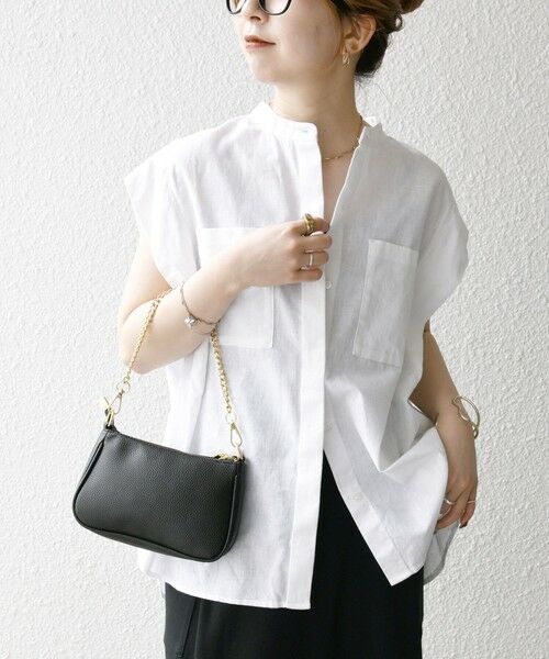 SHIPS / シップス シャツ・ブラウス | SHIPS any:〈洗濯機可能〉リネン コットン バンドカラー フレンチスリーブ ポケット シャツ | 詳細7