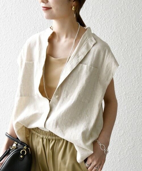 SHIPS / シップス シャツ・ブラウス | SHIPS any:〈洗濯機可能〉リネン コットン バンドカラー フレンチスリーブ ポケット シャツ | 詳細26
