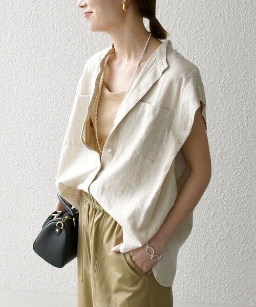SHIPS / シップス シャツ・ブラウス | SHIPS any:〈洗濯機可能〉リネン コットン バンドカラー フレンチスリーブ ポケット シャツ | 詳細27