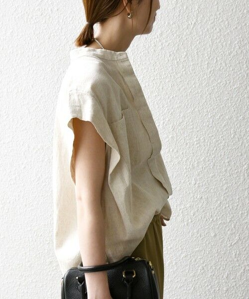 SHIPS / シップス シャツ・ブラウス | SHIPS any:〈洗濯機可能〉リネン コットン バンドカラー フレンチスリーブ ポケット シャツ | 詳細30