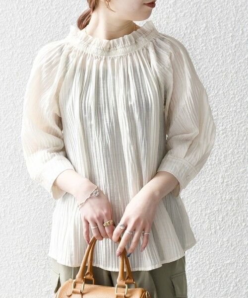 SHIPS / シップス シャツ・ブラウス | SHIPS any:〈洗濯機可能〉ピンタック ジャカード ギャザー ブラウス | 詳細3