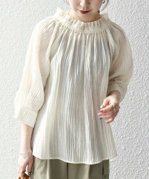 SHIPS / シップス シャツ・ブラウス | SHIPS any:〈洗濯機可能〉ピンタック ジャカード ギャザー ブラウス | 詳細7