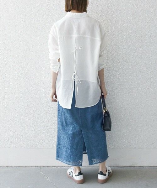 SHIPS / シップス シャツ・ブラウス | SHIPS any:〈洗濯機可能〉シアー リボン レギュラーカラー ポケット シャツ | 詳細2