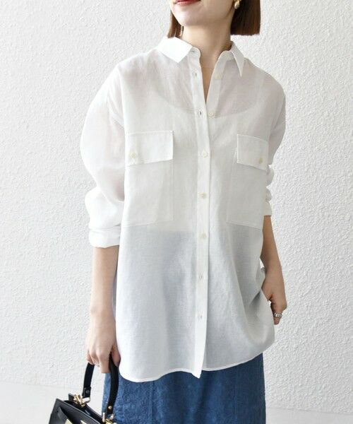 SHIPS / シップス シャツ・ブラウス | SHIPS any:〈洗濯機可能〉シアー リボン レギュラーカラー ポケット シャツ | 詳細3