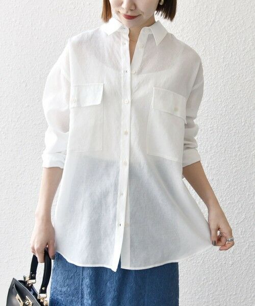 SHIPS / シップス シャツ・ブラウス | SHIPS any:〈洗濯機可能〉シアー リボン レギュラーカラー ポケット シャツ | 詳細4