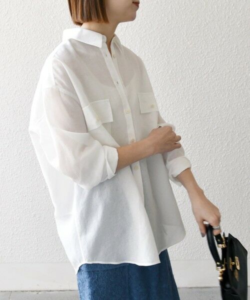 新品タグ付　ADORE リボン袖　　シャツ　美シルエット　38 Mサイズ セール】 SHIPS any:〈洗濯機可能〉シアー リボン レギュラー