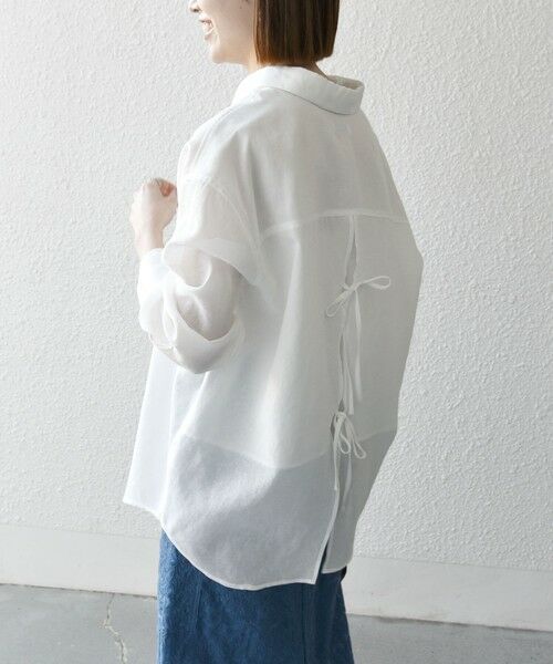 SHIPS / シップス シャツ・ブラウス | SHIPS any:〈洗濯機可能〉シアー リボン レギュラーカラー ポケット シャツ | 詳細7