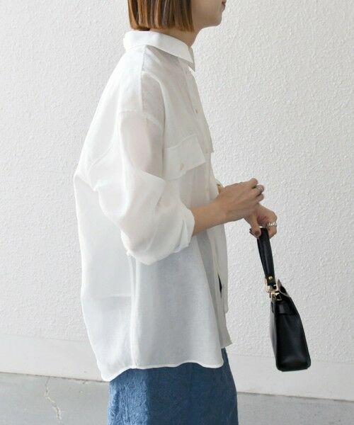SHIPS / シップス シャツ・ブラウス | SHIPS any:〈洗濯機可能〉シアー リボン レギュラーカラー ポケット シャツ | 詳細9