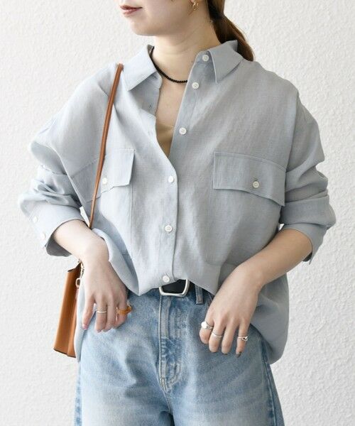 yori リボン付きライトブルーシャツ 36 セーラーリボンシャツ | all item| yori
