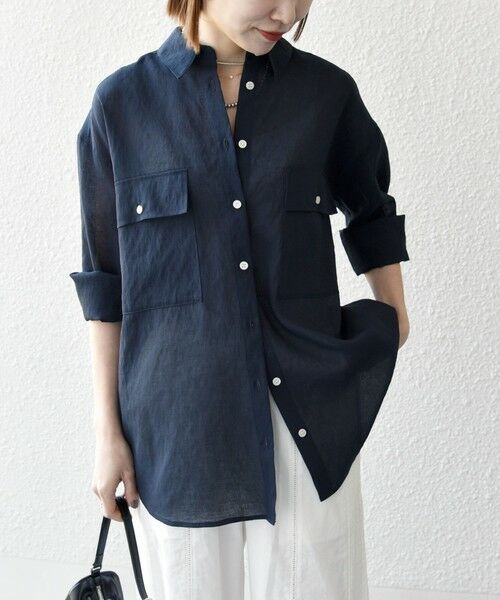 SHIPS / シップス シャツ・ブラウス | SHIPS any:〈洗濯機可能〉シアー リボン レギュラーカラー ポケット シャツ | 詳細24