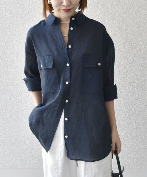 SHIPS / シップス シャツ・ブラウス | SHIPS any:〈洗濯機可能〉シアー リボン レギュラーカラー ポケット シャツ | 詳細26