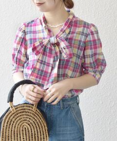 SHIPS / シップス シャツ・ブラウス | SHIPS any:〈洗濯機可能〉マドラス チェック ボウタイ パフスリーブ ブラウス