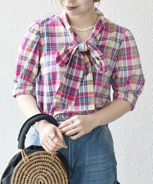 SHIPS / シップス シャツ・ブラウス | SHIPS any:〈洗濯機可能〉マドラス チェック ボウタイ パフスリーブ ブラウス | 詳細4