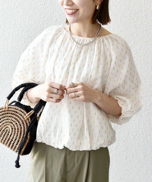 SHIPS / シップス シャツ・ブラウス | SHIPS any:〈洗濯機可能〉ラメ ドビー ギャザー パフ スリーブ ブラウス | 詳細7