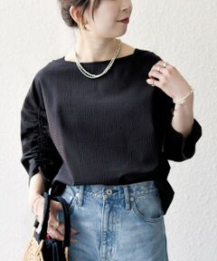 SHIPS / シップス シャツ・ブラウス | SHIPS any:〈洗濯機可能〉ミニサッカー ドロスト リボン ボートネック ブラウス