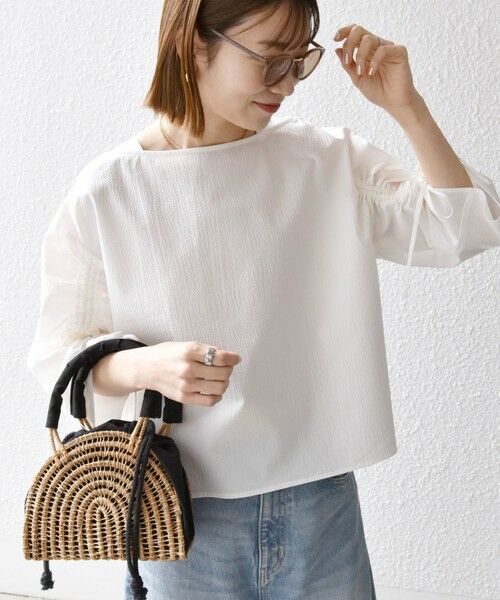 SHIPS for women/シップスウィメン 《予約》SHIPS any:〈洗濯機可能〉ミニサッカー ドロスト リボン ボートネック ブラウス オフホワイト ONE SIZE SHIPS for women/シップスウィメン 《予約》SHIPS any:〈洗濯機可能〉ミニサッカー ドロスト リボン ボートネック ブラウス オフホワイト ONE SIZE