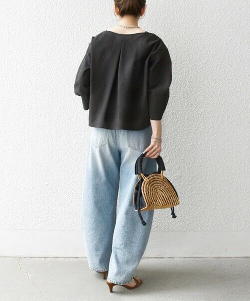 SHIPS for women / シップスウィメン シャツ・ブラウス | SHIPS any:〈洗濯機可能〉ミニサッカー ドロスト リボン ボートネック ブラウス | 詳細24