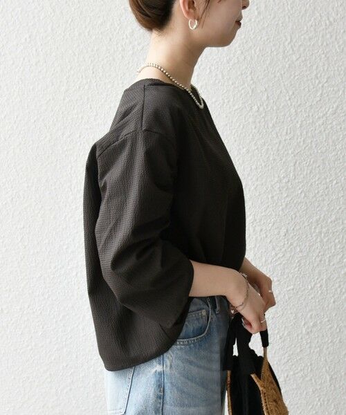 SHIPS for women / シップスウィメン シャツ・ブラウス | SHIPS any:〈洗濯機可能〉ミニサッカー ドロスト リボン ボートネック ブラウス | 詳細27