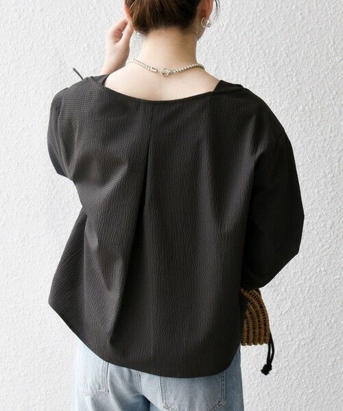 SHIPS for women / シップスウィメン シャツ・ブラウス | SHIPS any:〈洗濯機可能〉ミニサッカー ドロスト リボン ボートネック ブラウス | 詳細29