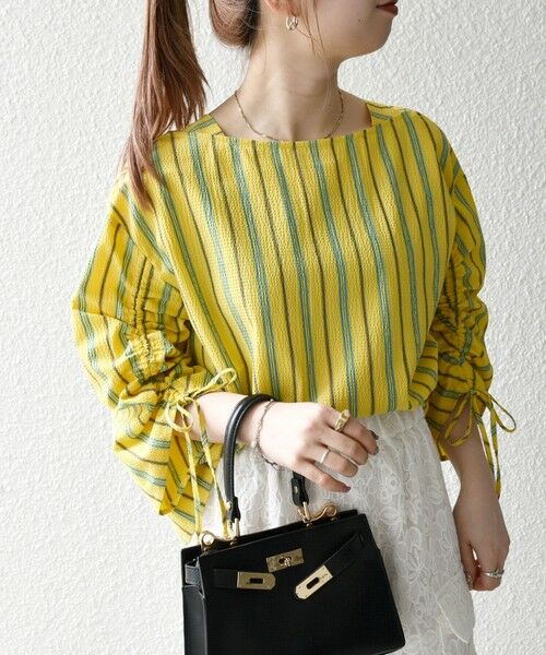 SHIPS for women/シップスウィメン 《予約》SHIPS any:〈洗濯機可能〉ミニサッカー ドロスト リボン ボートネック ブラウス イエロー ONE SIZE SHIPS for women/シップスウィメン 《予約》SHIPS any:〈洗濯機可能〉ミニサッカー ドロスト リボン ボートネック ブラウス イエロー ONE SIZE