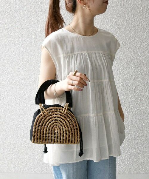 SHIPS / シップス シャツ・ブラウス | SHIPS any:〈手洗い可能〉箔 ティアード レースアップ フレンチスリーブ ブラウス | 詳細9